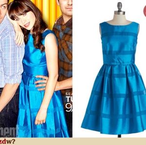 Modcloth Zooey Deschanel Blue Dress
